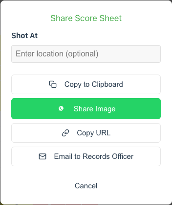 Share modal with options